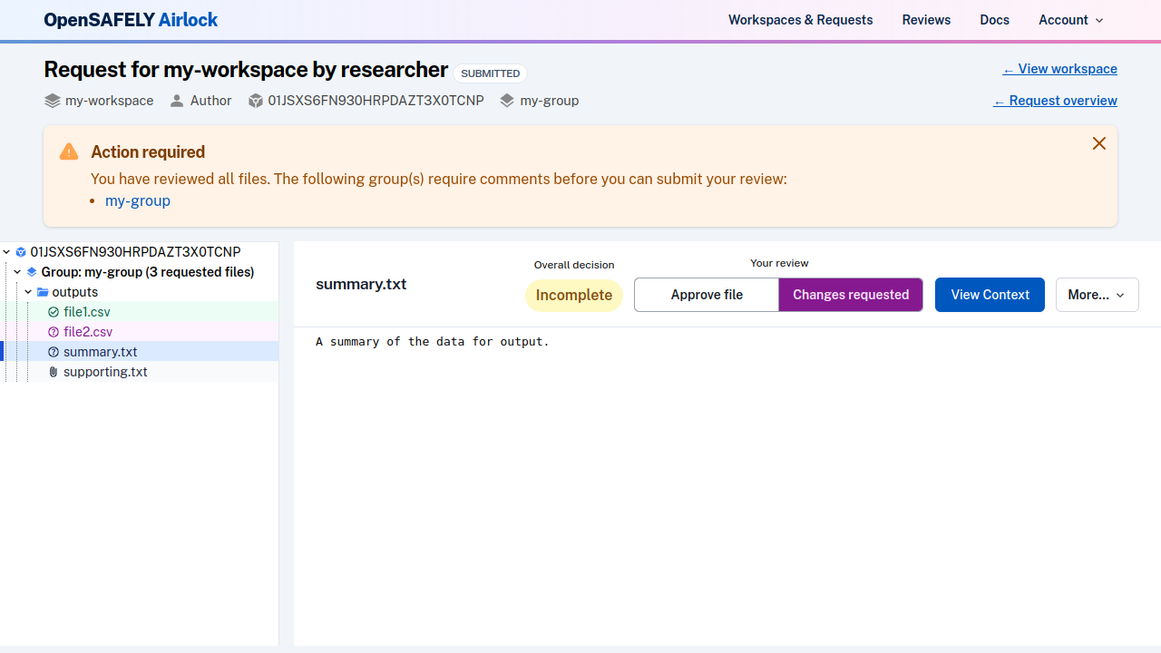 Comments required before submitting reivew