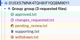 Request file icons during independent review